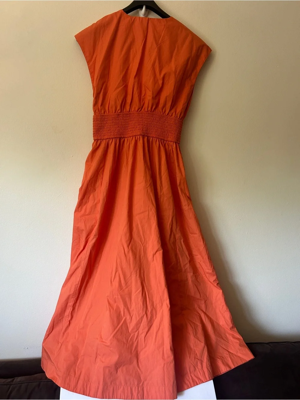NEW Abercrombie & Fitch Orange Twist-Front Maxi Dress Cotton pockets LP vacation
